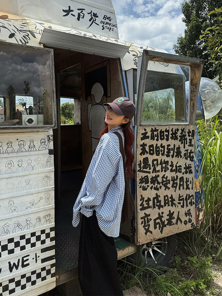 チェック柄長袖シャツ N546