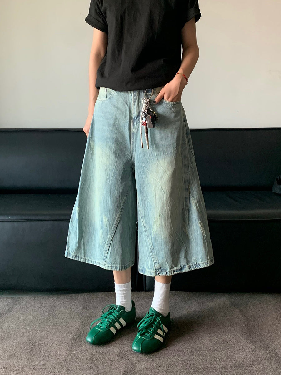 ライトブルーワイドデニムショーツ N439