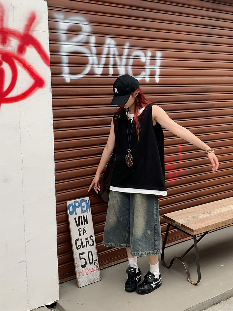 ワイドデニムショートパンツ N464