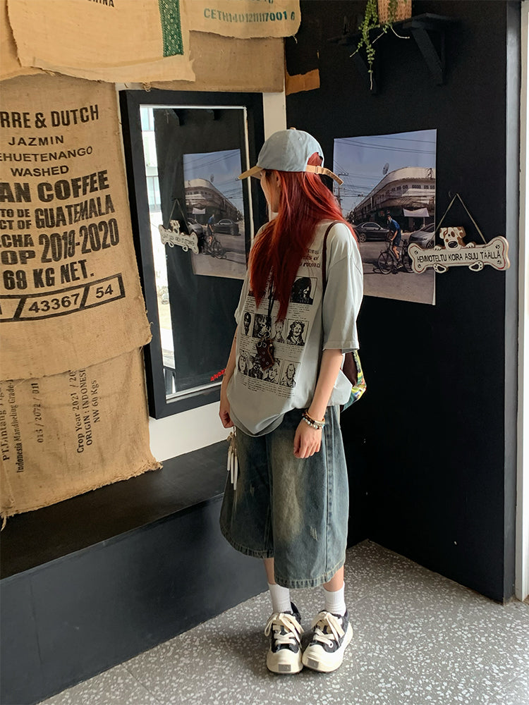 ルーズプリント半袖Tシャツ N465