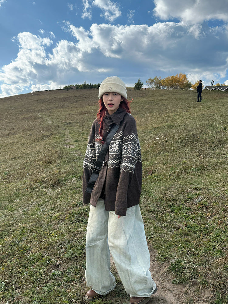 ジャカードニットカーディガン N823