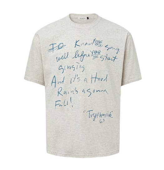 手書き風プリント 半袖Tシャツ リラックスフィット 大人カジュアル N429