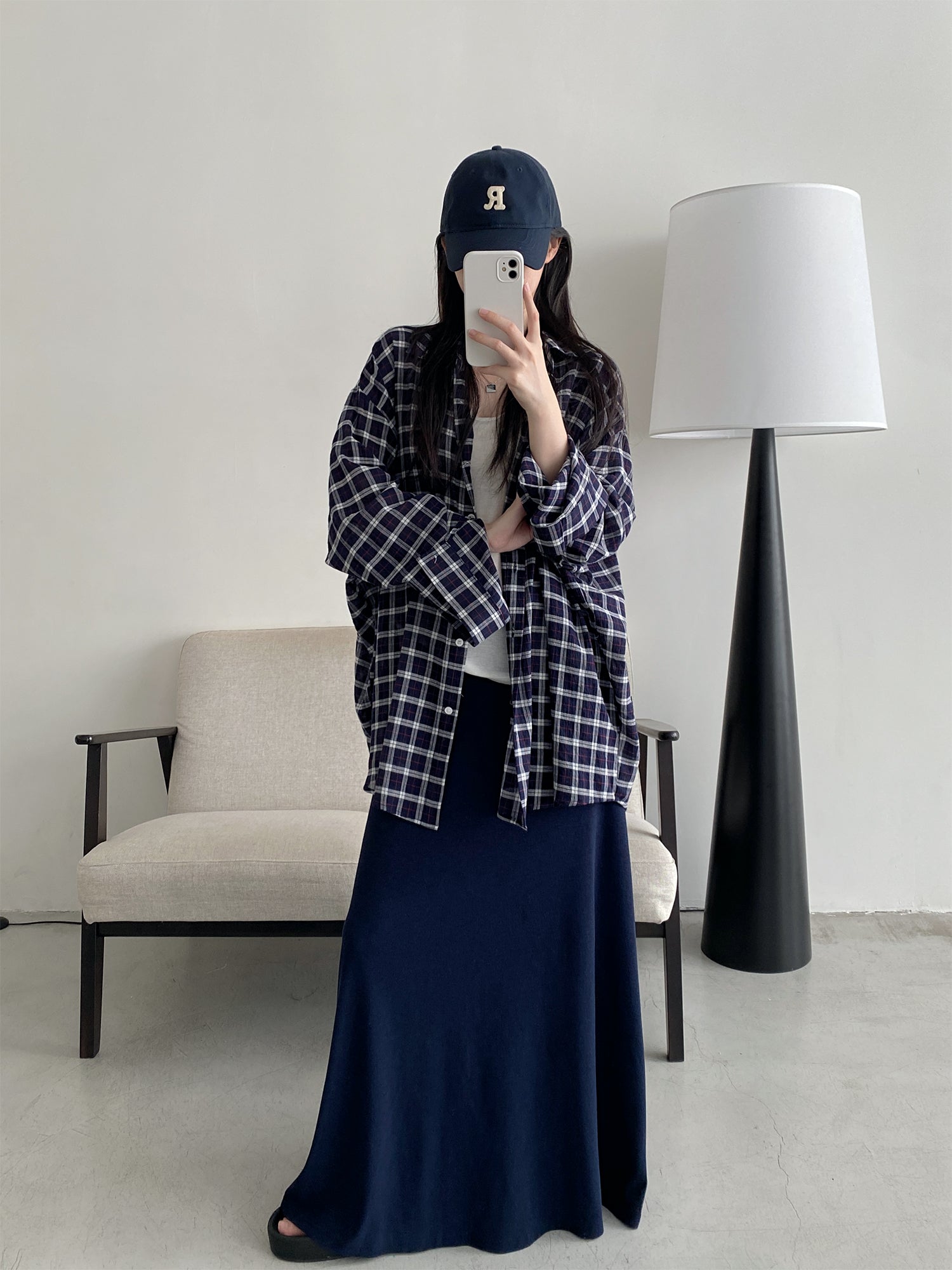 チェック柄長袖シャツ N570