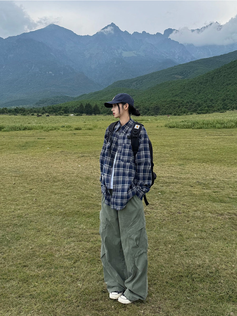 ネイビーブラックチェックシャツ N124