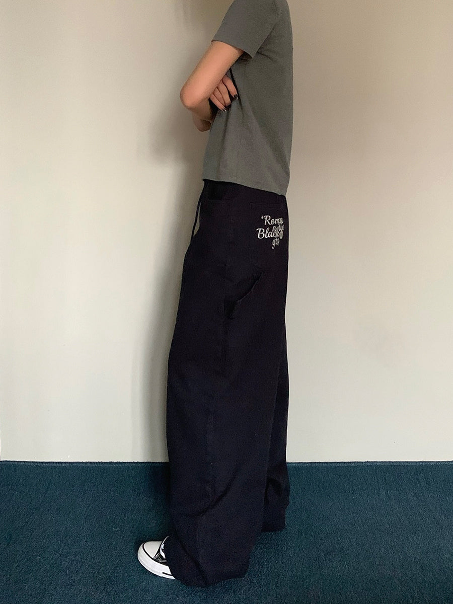 刺繍ワイドレッグパンツ N434