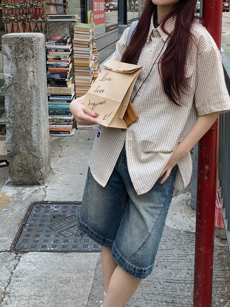 ワイドデニムショートパンツ N491