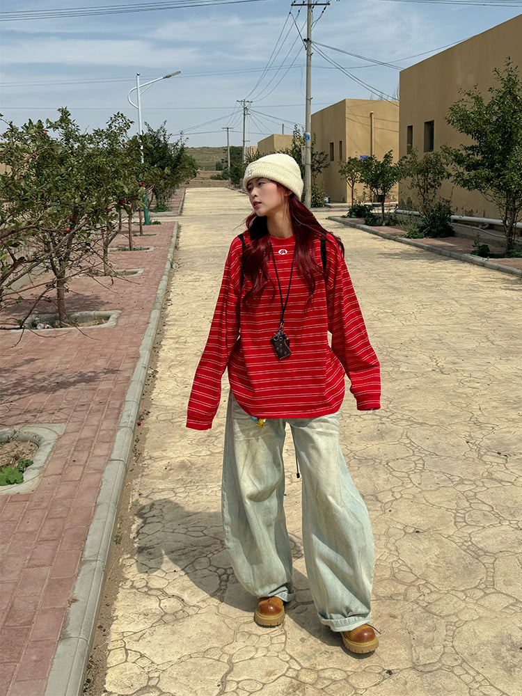 マイクロボーダー・オーバーサイズロングスリーブTシャツ N683