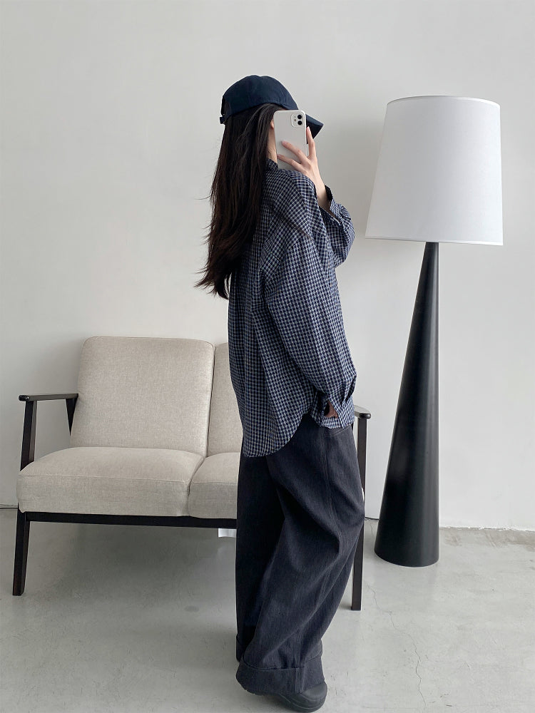 チェック柄長袖シャツ N651