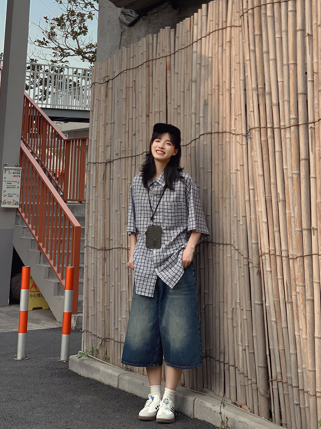 チェック柄長袖シャツ N468