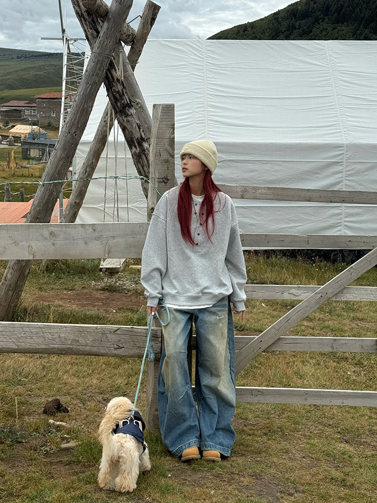 クラッシュ&リペア・スーパーワイドバギーデニム N685