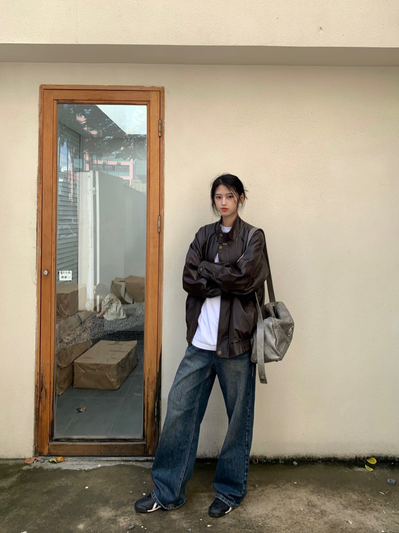 ビンテージスタンドカラーレザージャケット N123