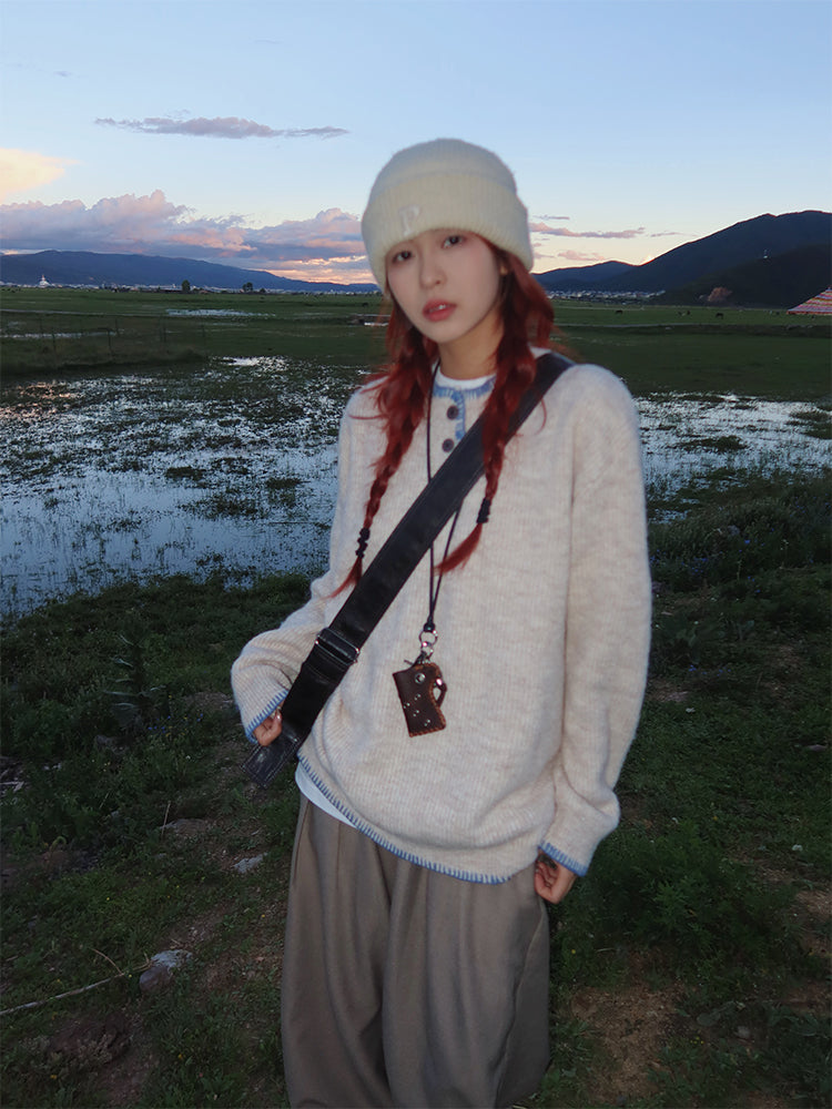 ヘンリーカラーニットセーター N594