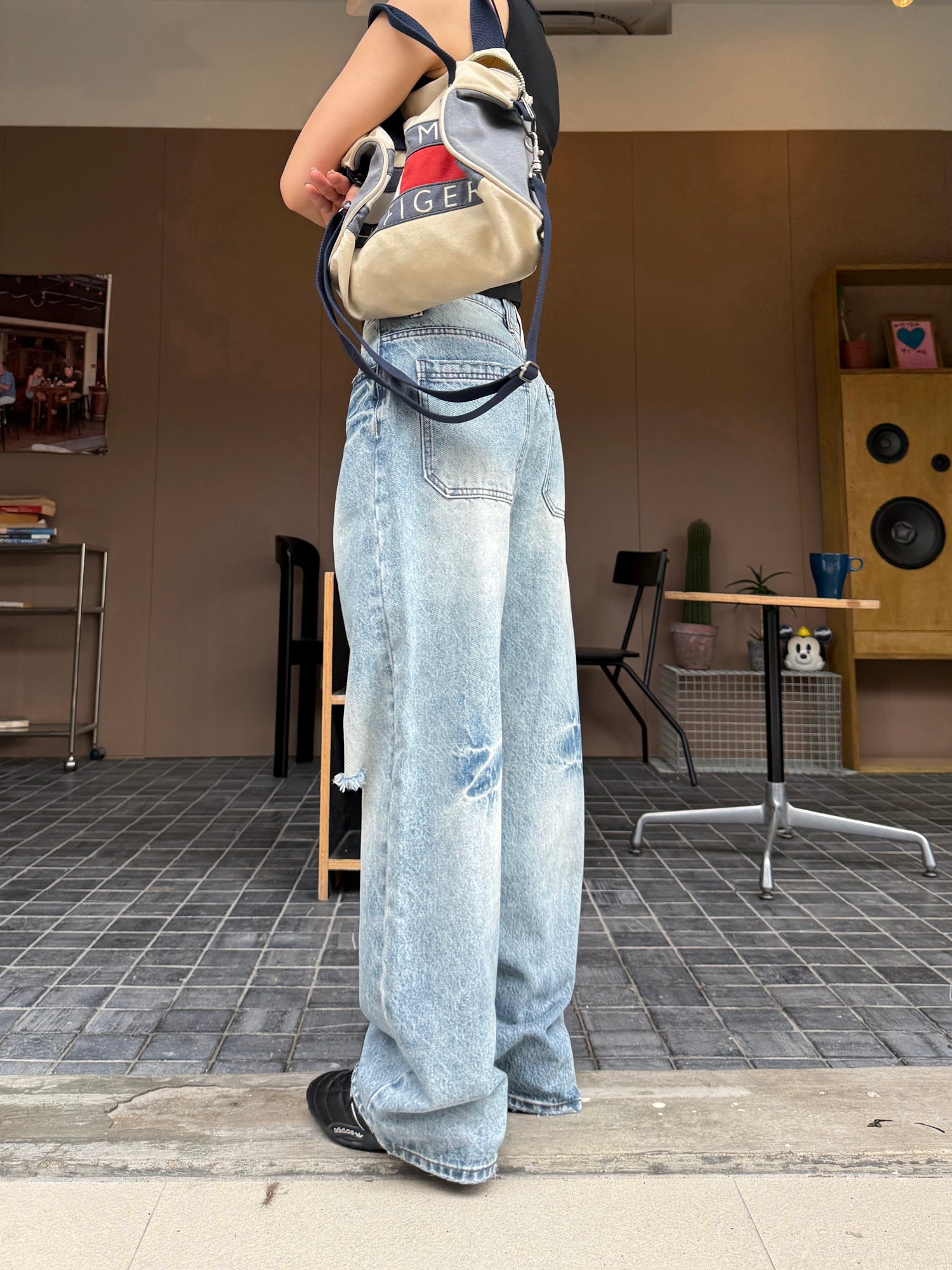 クラッシュ加工 ワイドバギーデニム N514