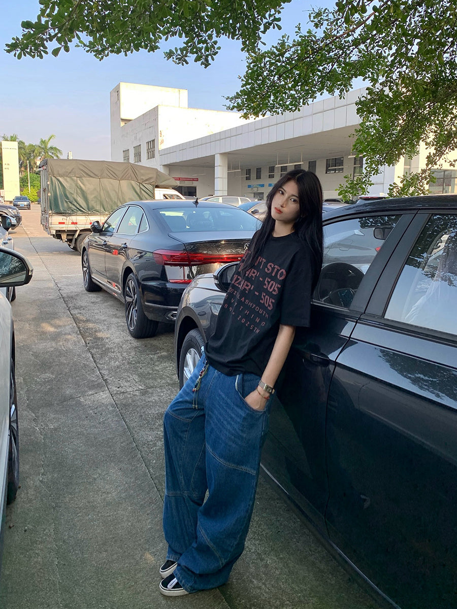 プリント半袖Tシャツ オーバーサイズフィット N463