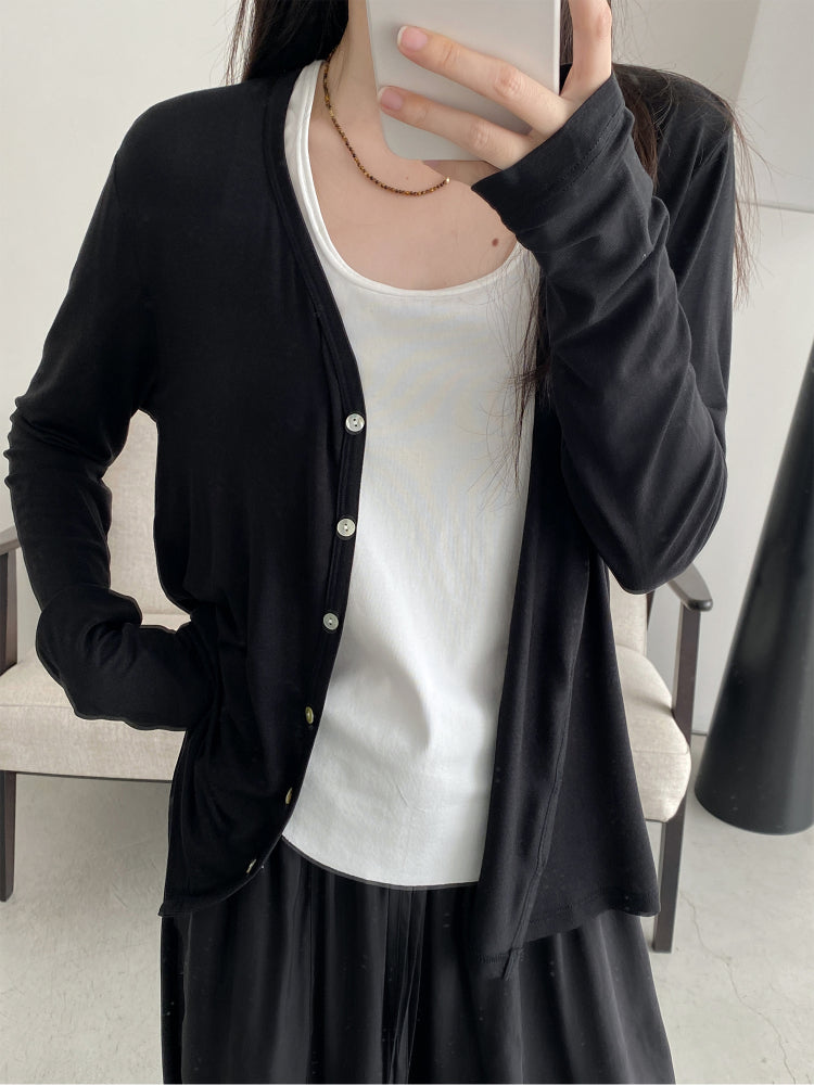 ラウンドネック薄手カーディガン N626