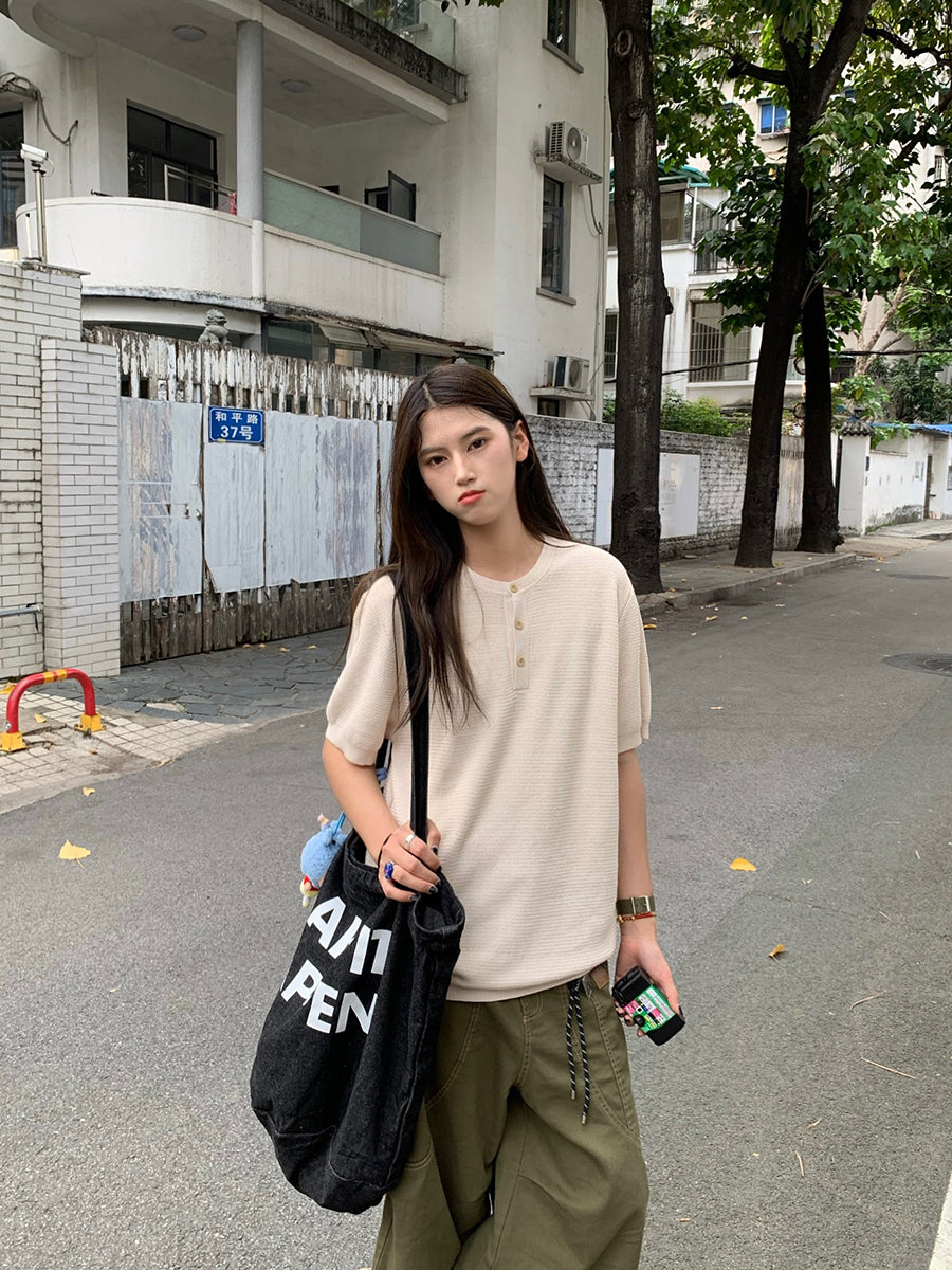 こなれ感プラス ヘンリーネック半袖Tシャツ きれいめ大人カジュアル N435