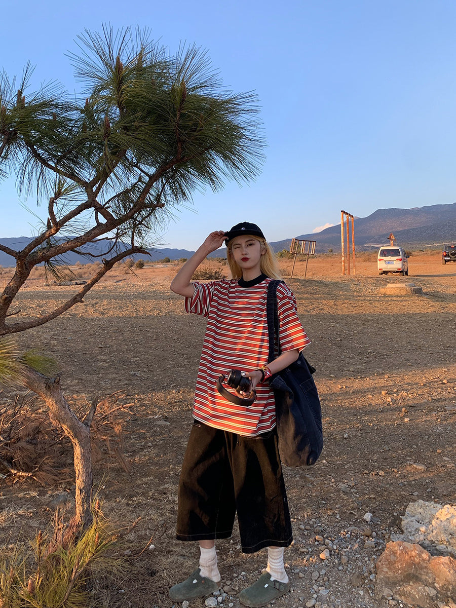 ボーダー柄半袖Tシャツ N438