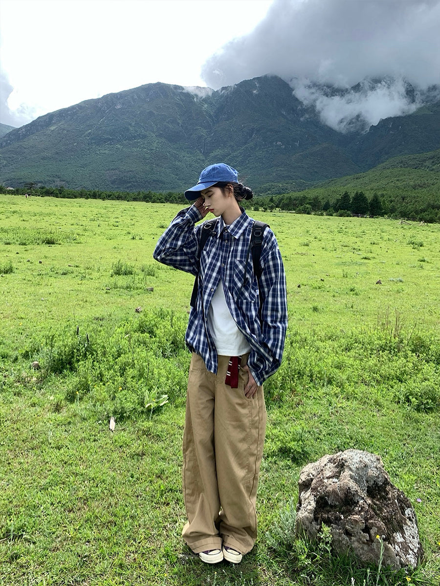 チェック柄長袖シャツ N558