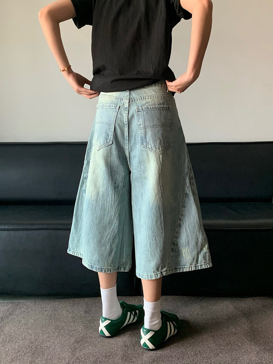 ライトブルーワイドデニムショーツ N439