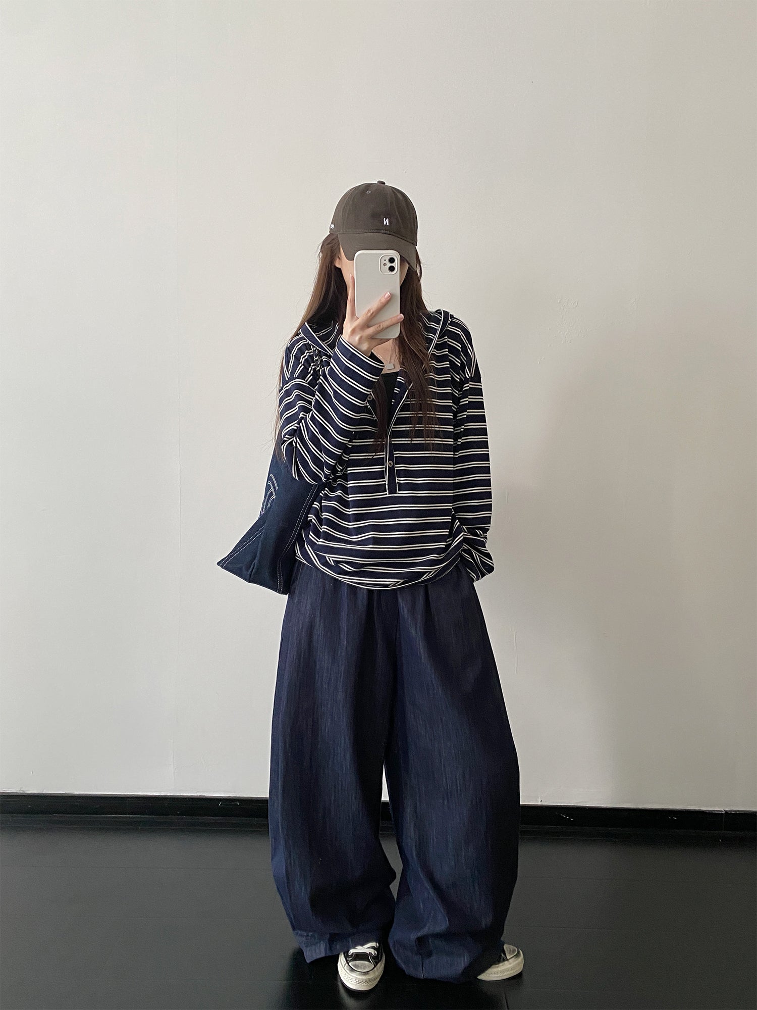 Vネックボーダーボタンパーカー N612