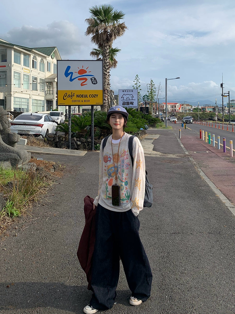 アメリカンレトロ長袖Tシャツ N492