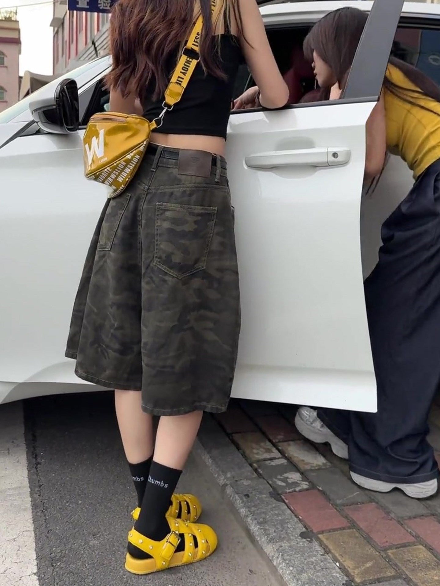 迷彩柄ショートカーゴパンツ N469