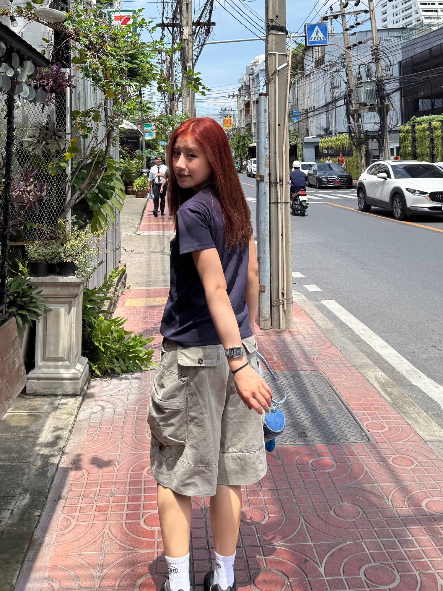 ミリタリー ワイドカーゴハーフパンツ N509