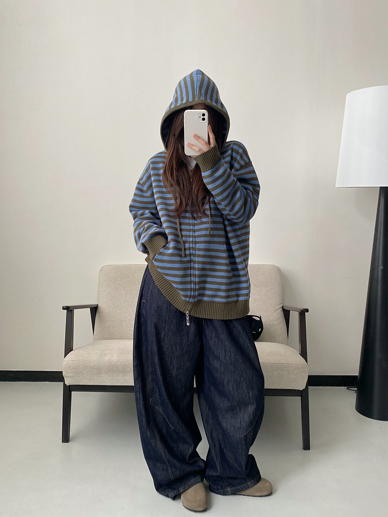 ボーダージッパーパーカー N768