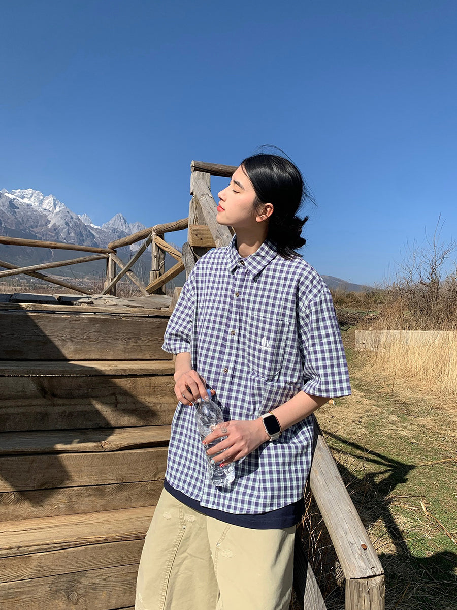 ギンガムチェック半袖シャツ N436