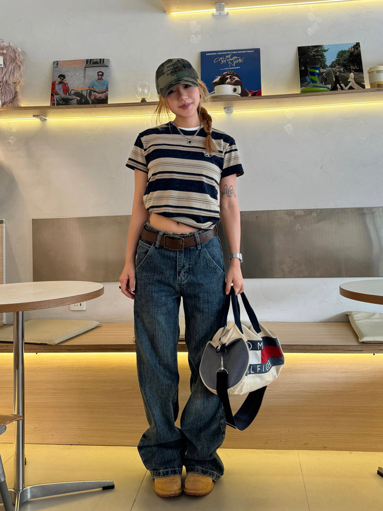 ボーダー半袖長袖Tシャツ N476