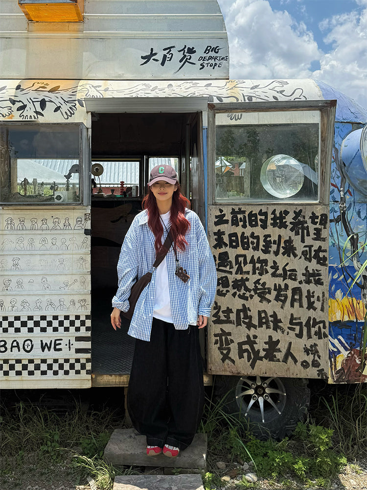 チェック柄長袖シャツ N546