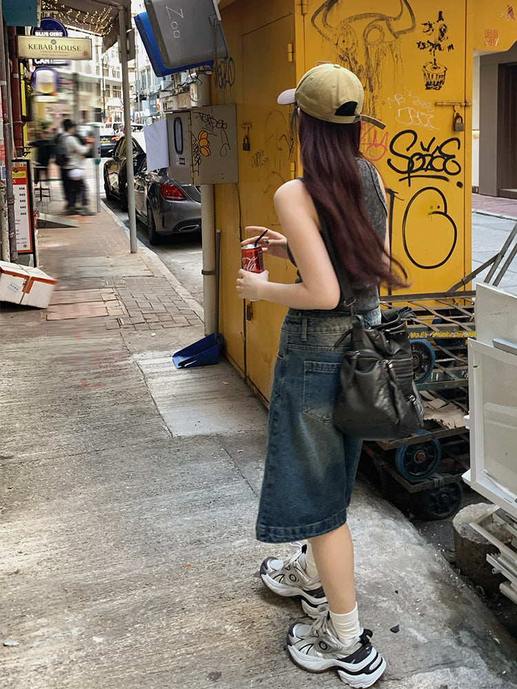 ワイドデニムショートパンツ N491