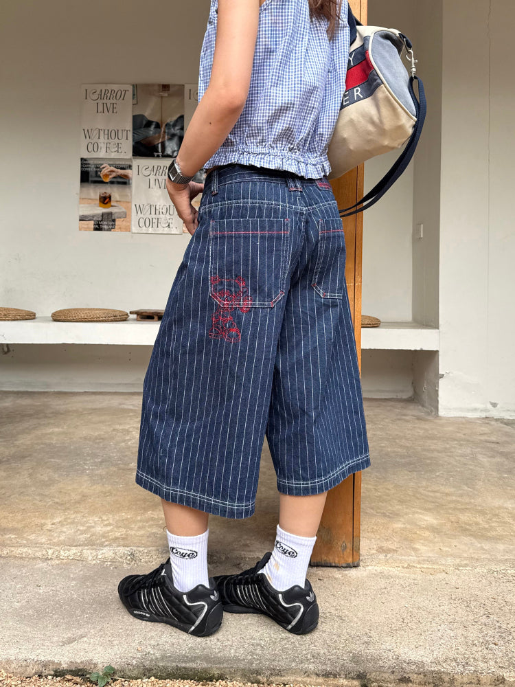 ストライプクロップドパンツ N477