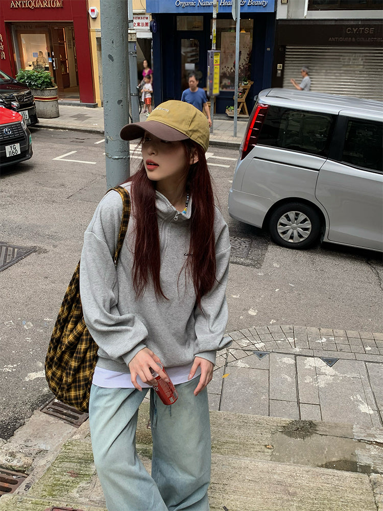 スタンドカラーハーフジップスウェット N138