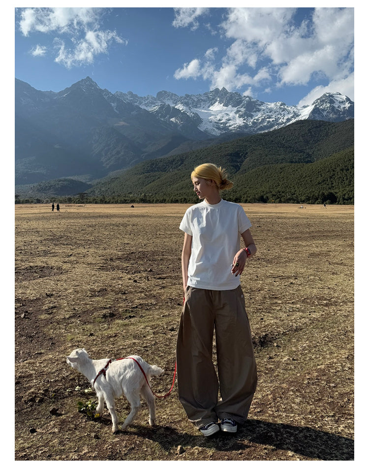 シンプル無地クルーネックTシャツ N459