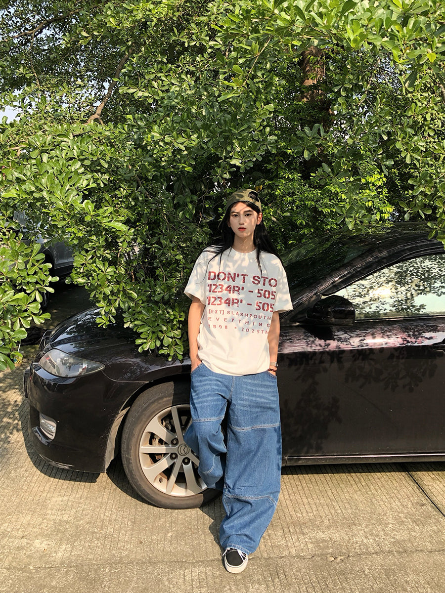 プリント半袖Tシャツ オーバーサイズフィット N463