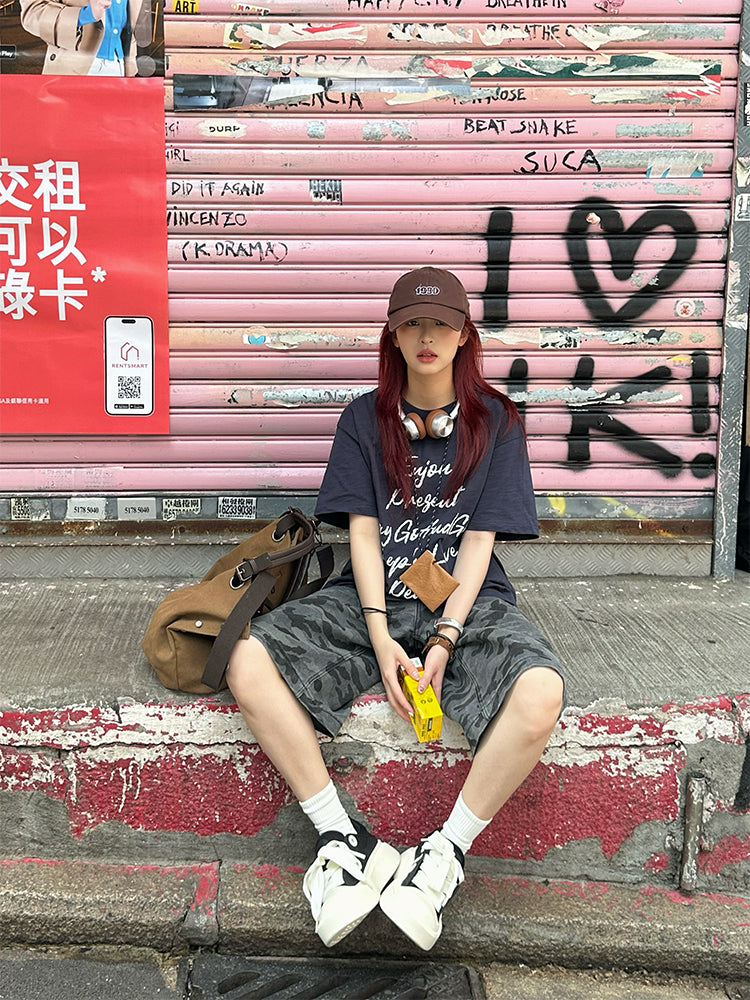 レタープリントルーズ半袖Tシャツ N427