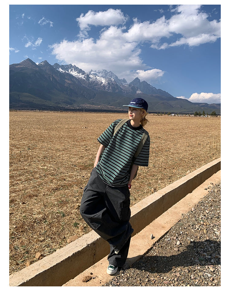 ボーダー柄半袖Tシャツ N438