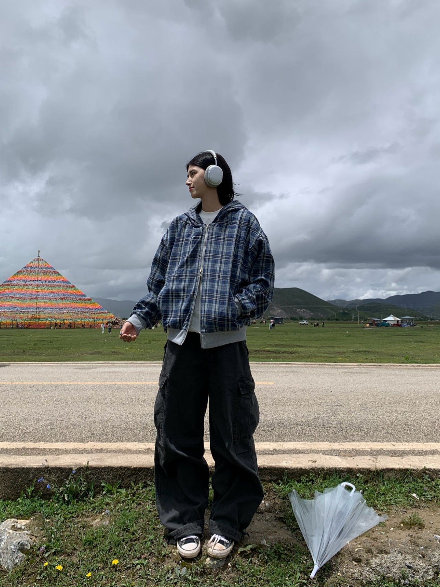 リバーシブルチェック柄パーカー N498