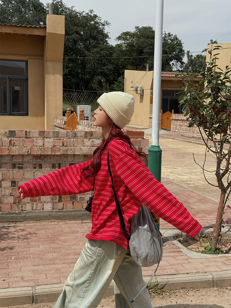 マイクロボーダー・オーバーサイズロングスリーブTシャツ N683