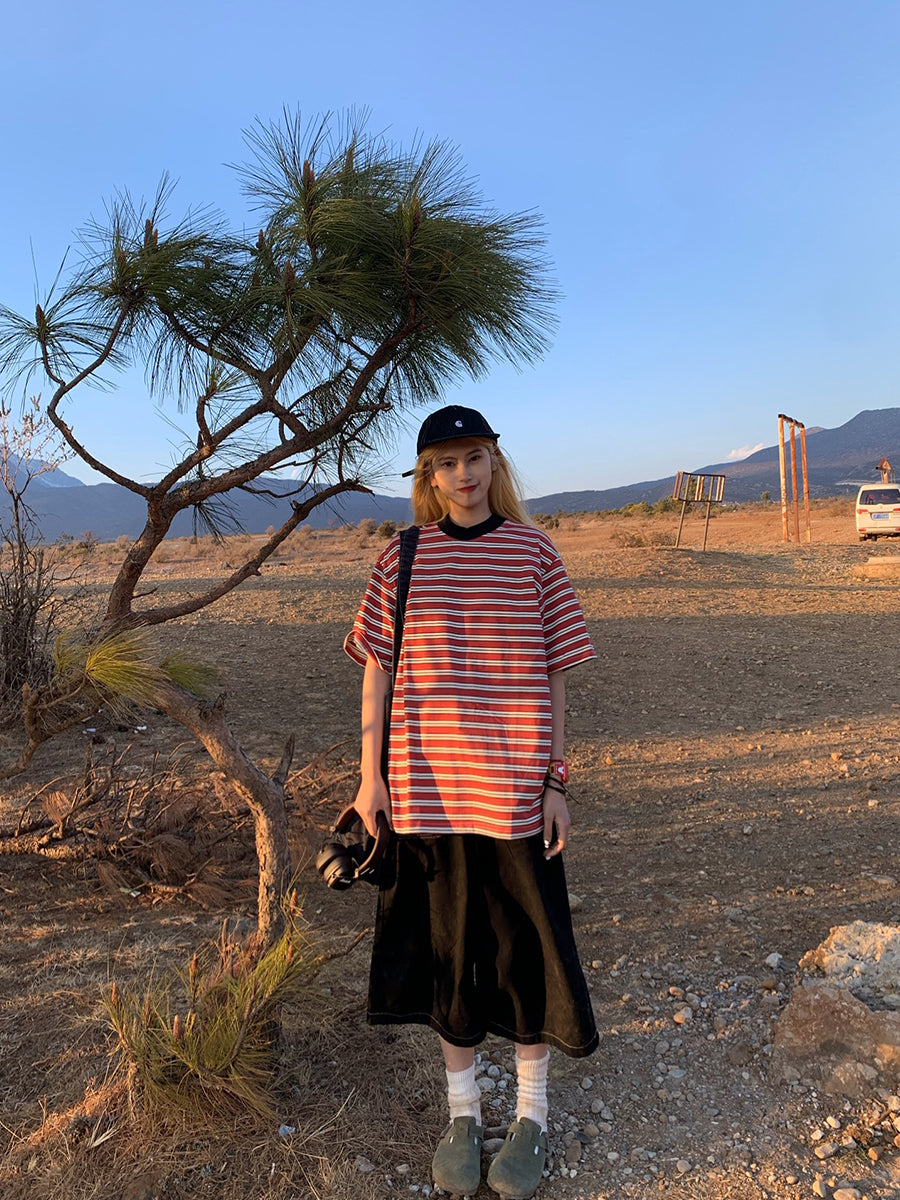 ボーダー柄半袖Tシャツ N438