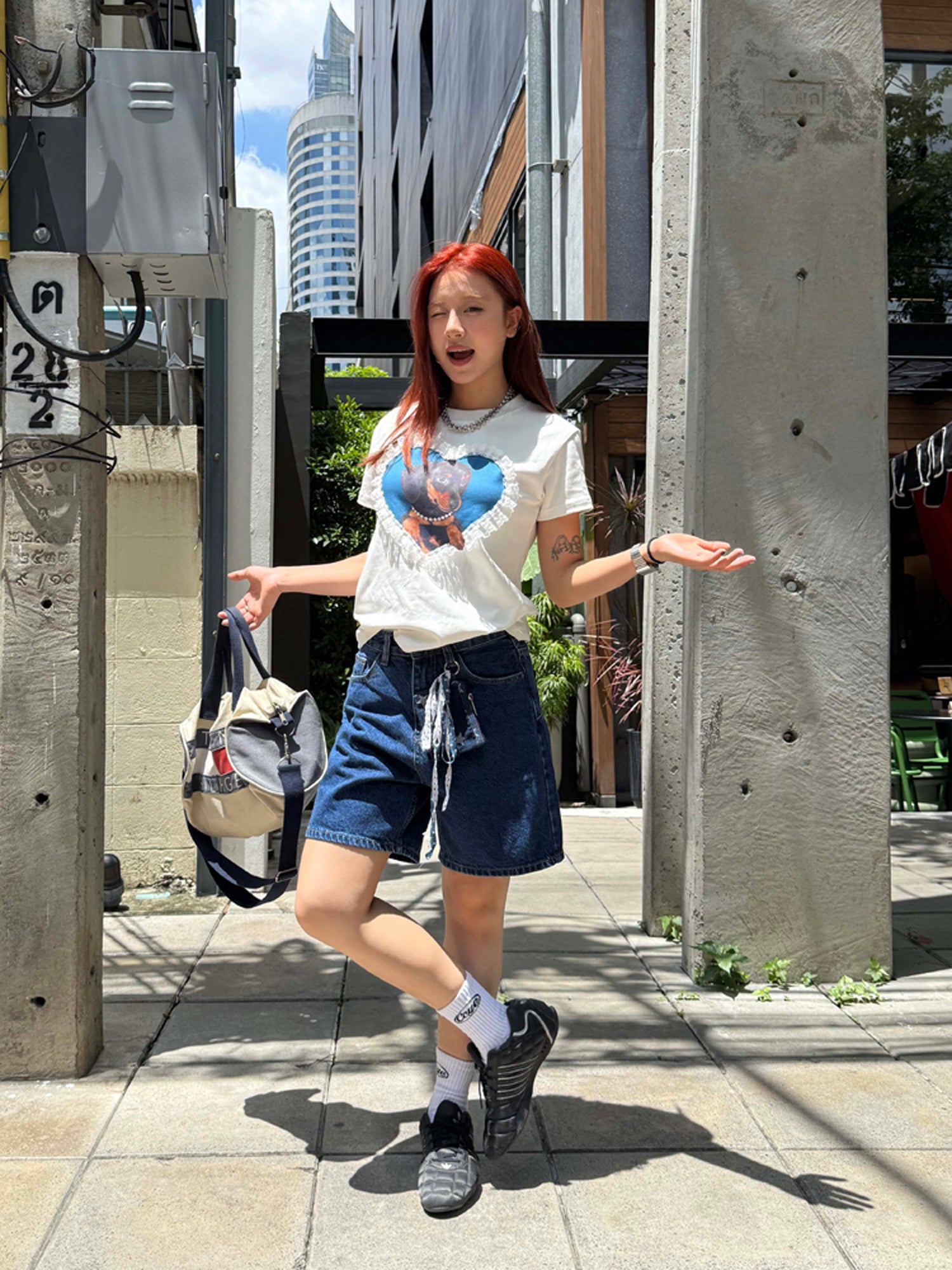 ハイウエストデニムショートパンツ N501