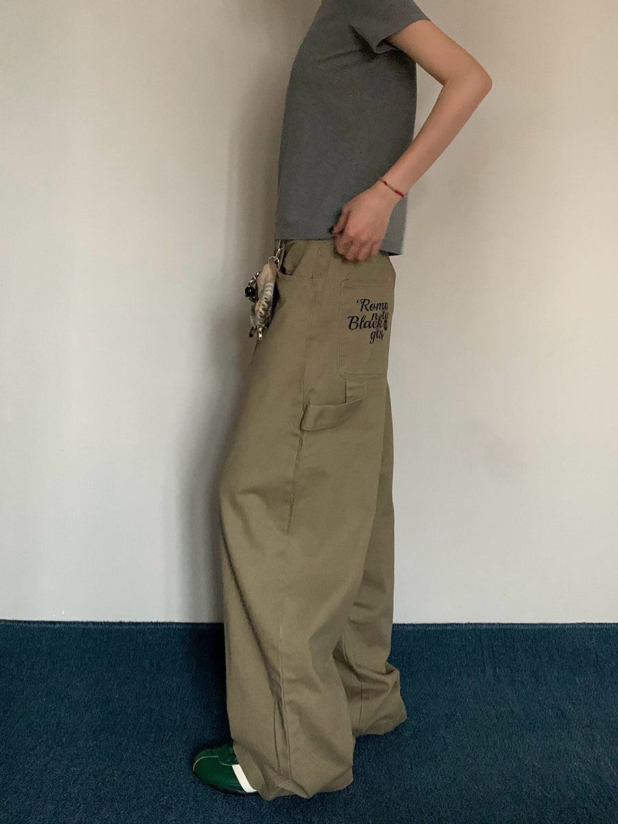 刺繍ワイドレッグパンツ N434