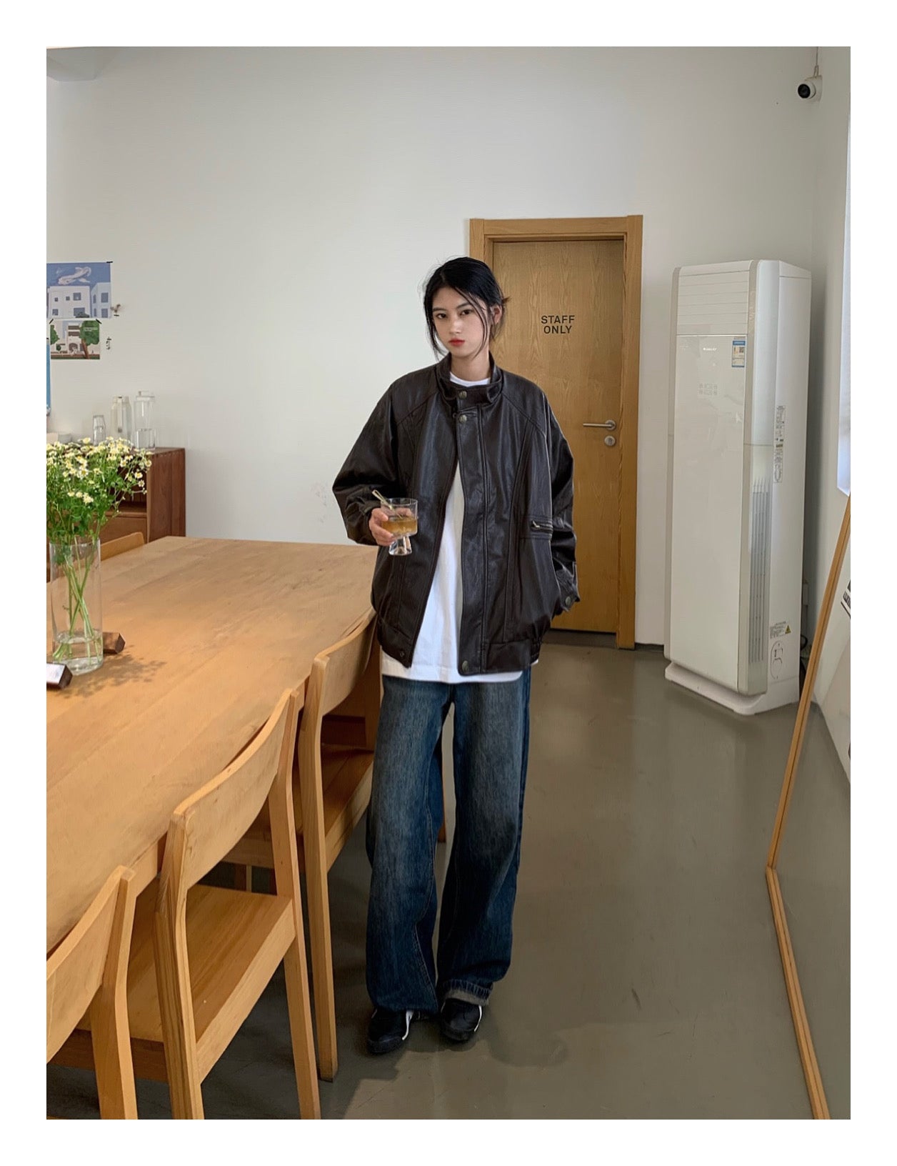 ビンテージスタンドカラーレザージャケット N123