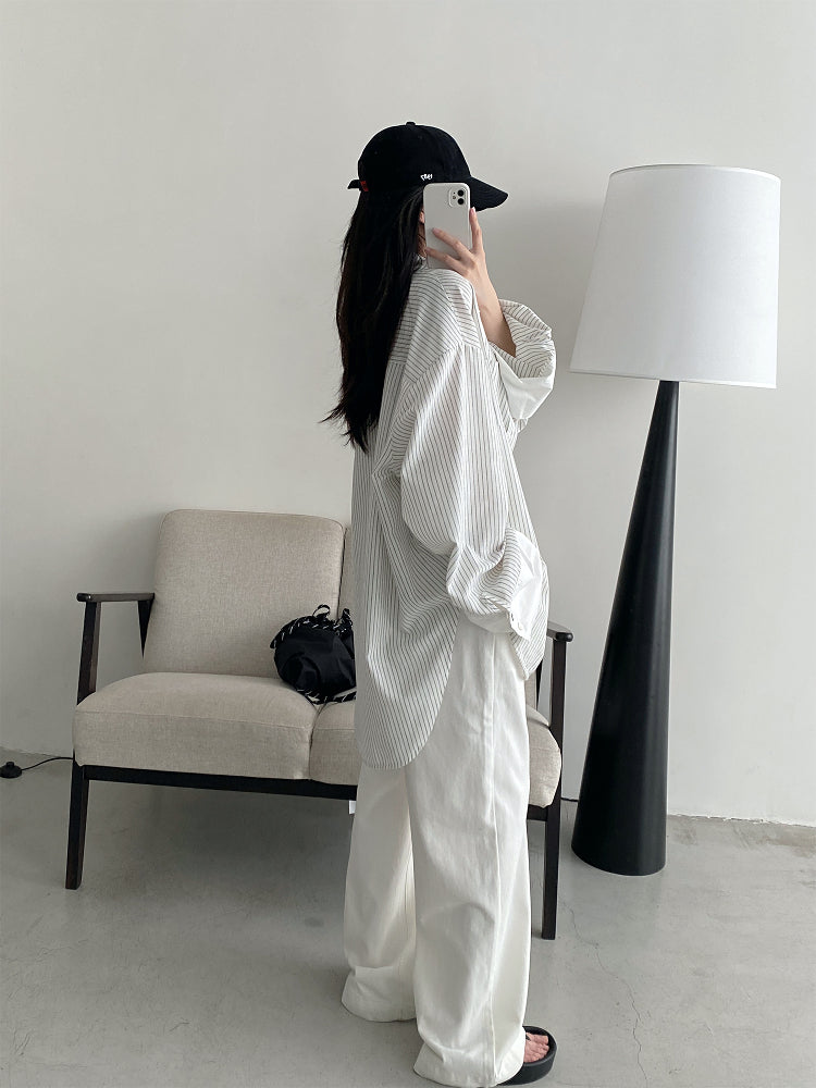 オーバーサイズ・ピンストライプ・チュニックシャツ N615