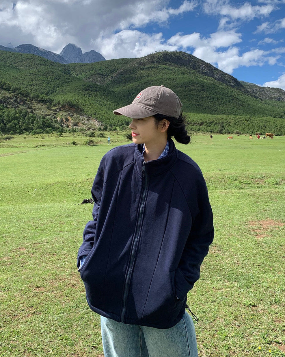 厚手スタンドカラーフリースジャケット N335