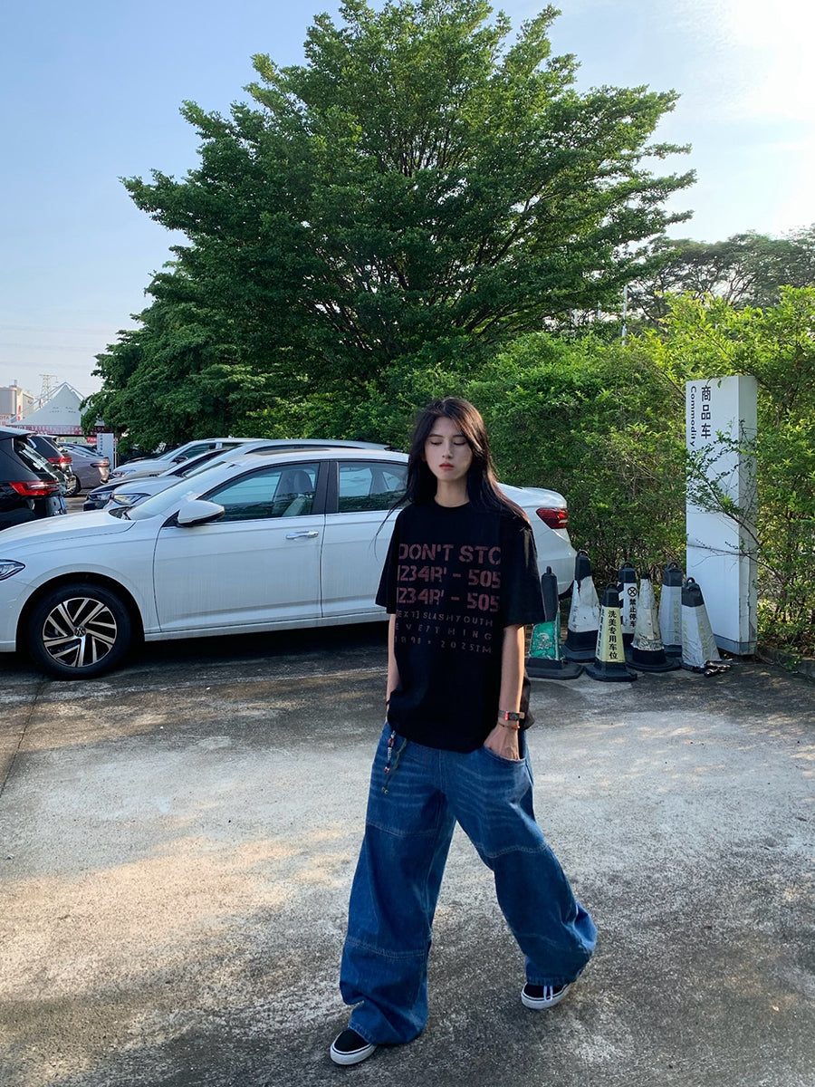 プリント半袖Tシャツ オーバーサイズフィット N463