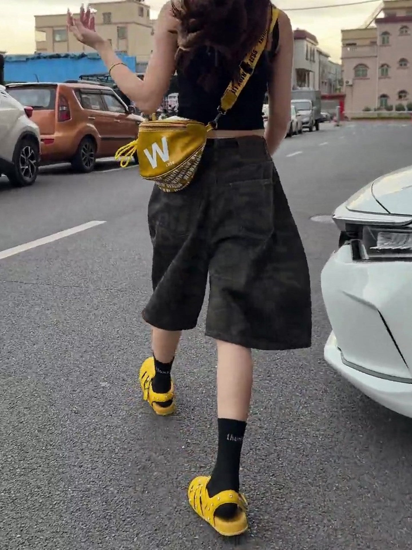 迷彩柄ショートカーゴパンツ N469