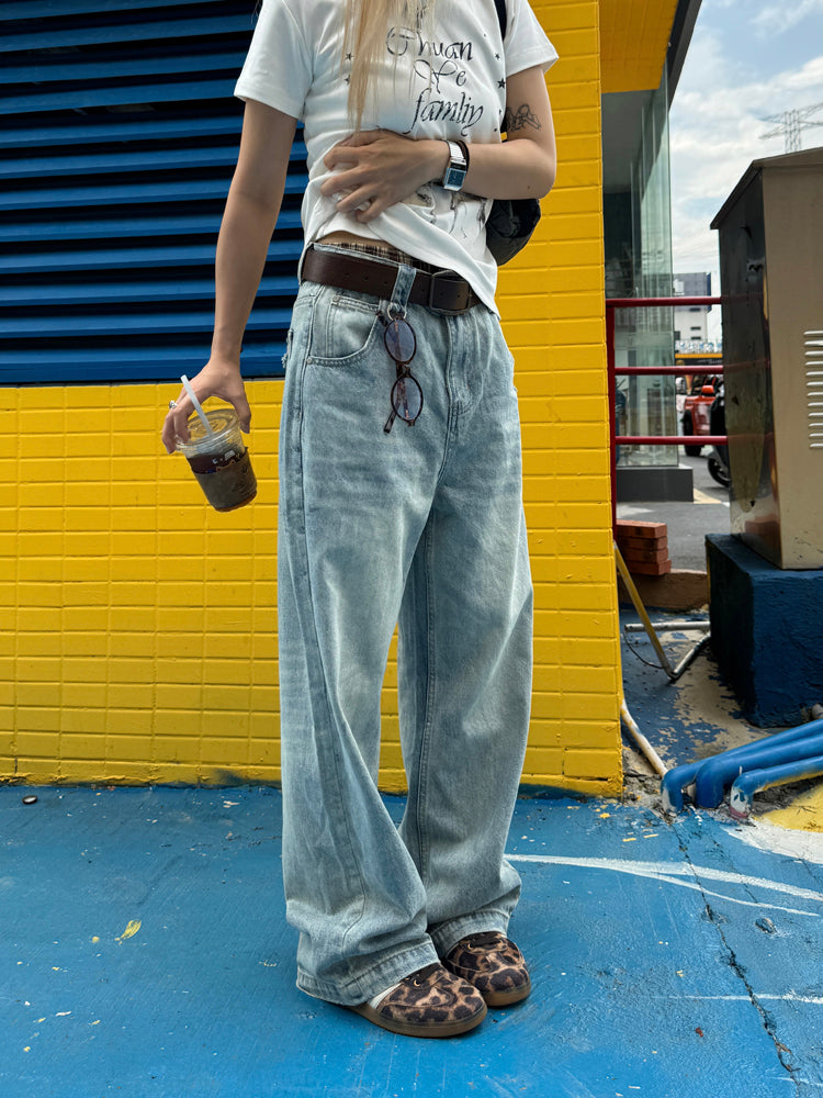 ウォッシュドルーズデニムパンツ N473