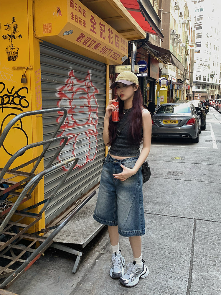 ワイドデニムショートパンツ N491